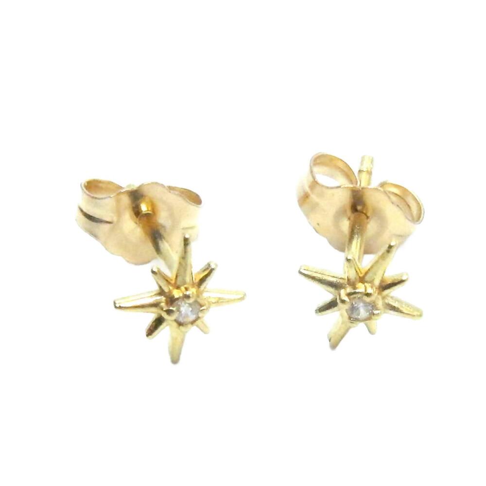 NEW JESSICA ELLIOT women's tiny north star studs with cz in vermeil